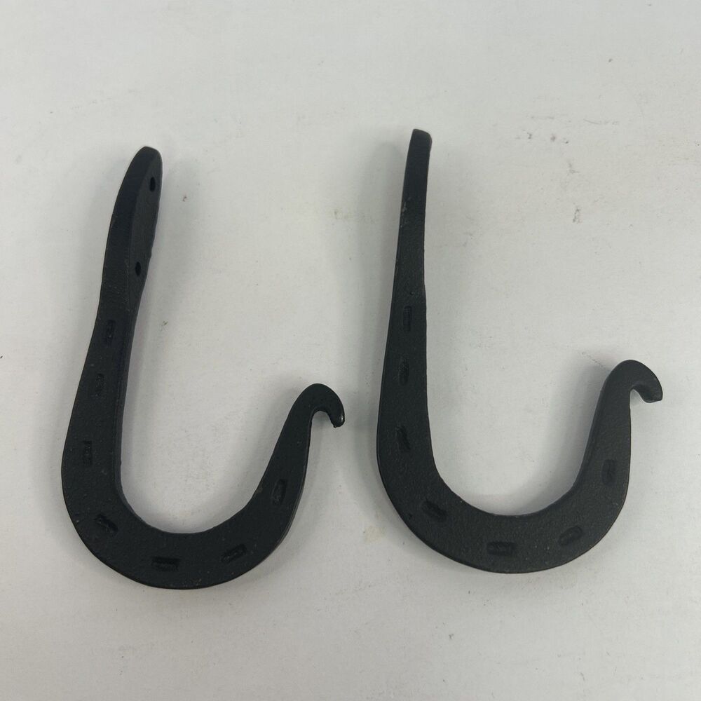 Pair Vintage Horseshoe Hooks Cast Iron